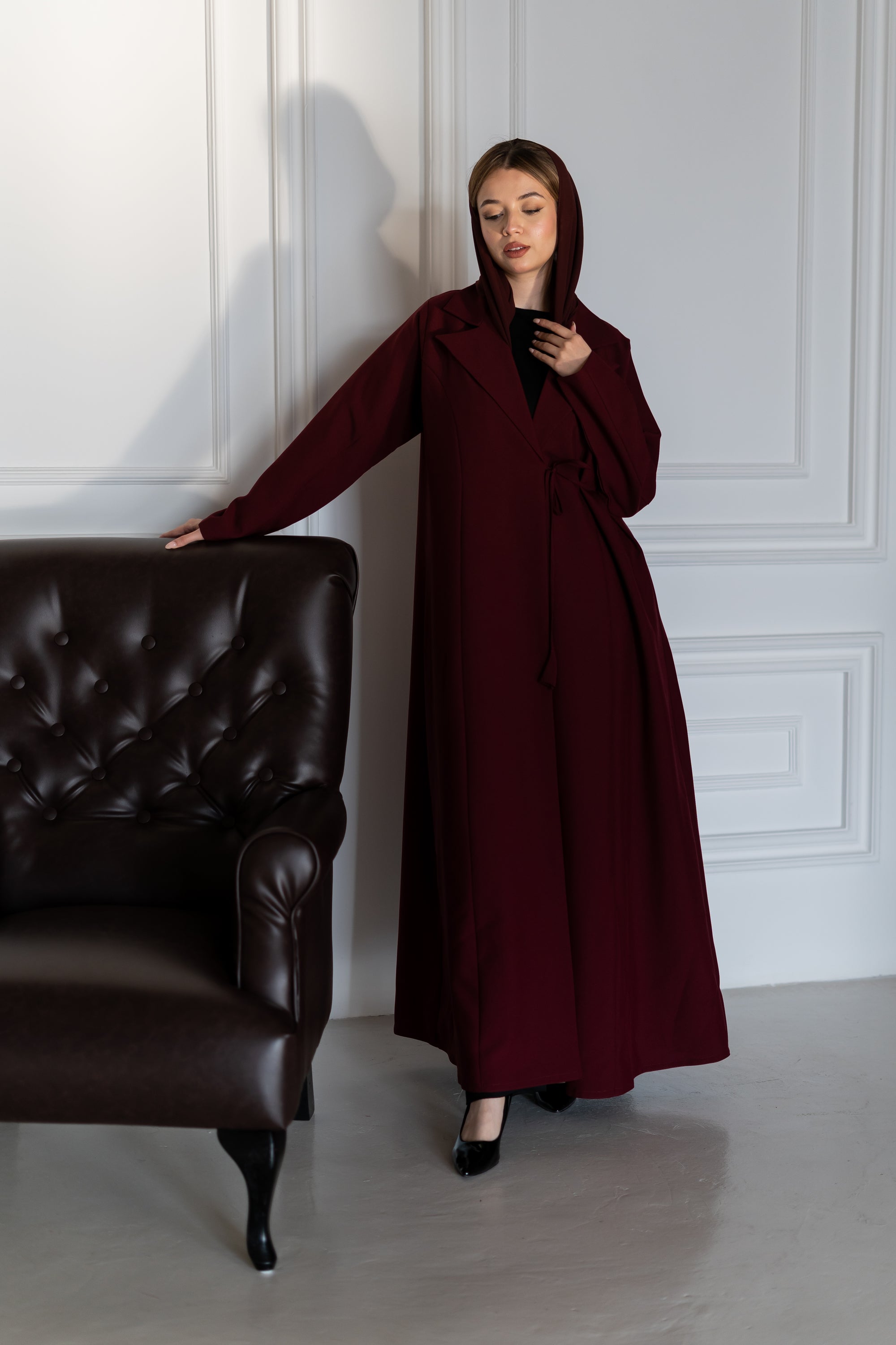 Burgundy abaya