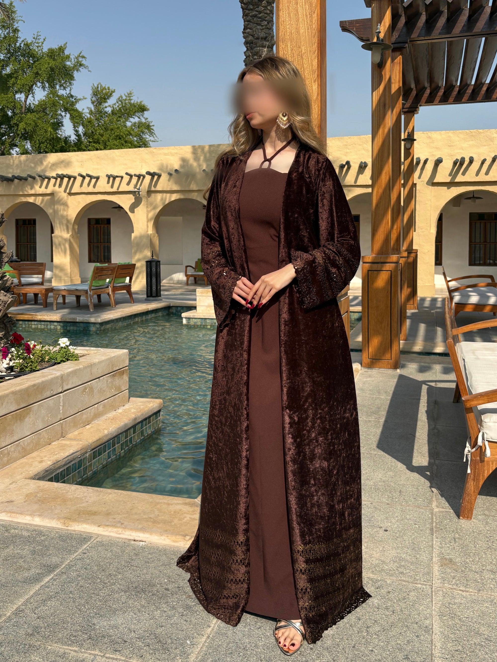 Brown velvet dress